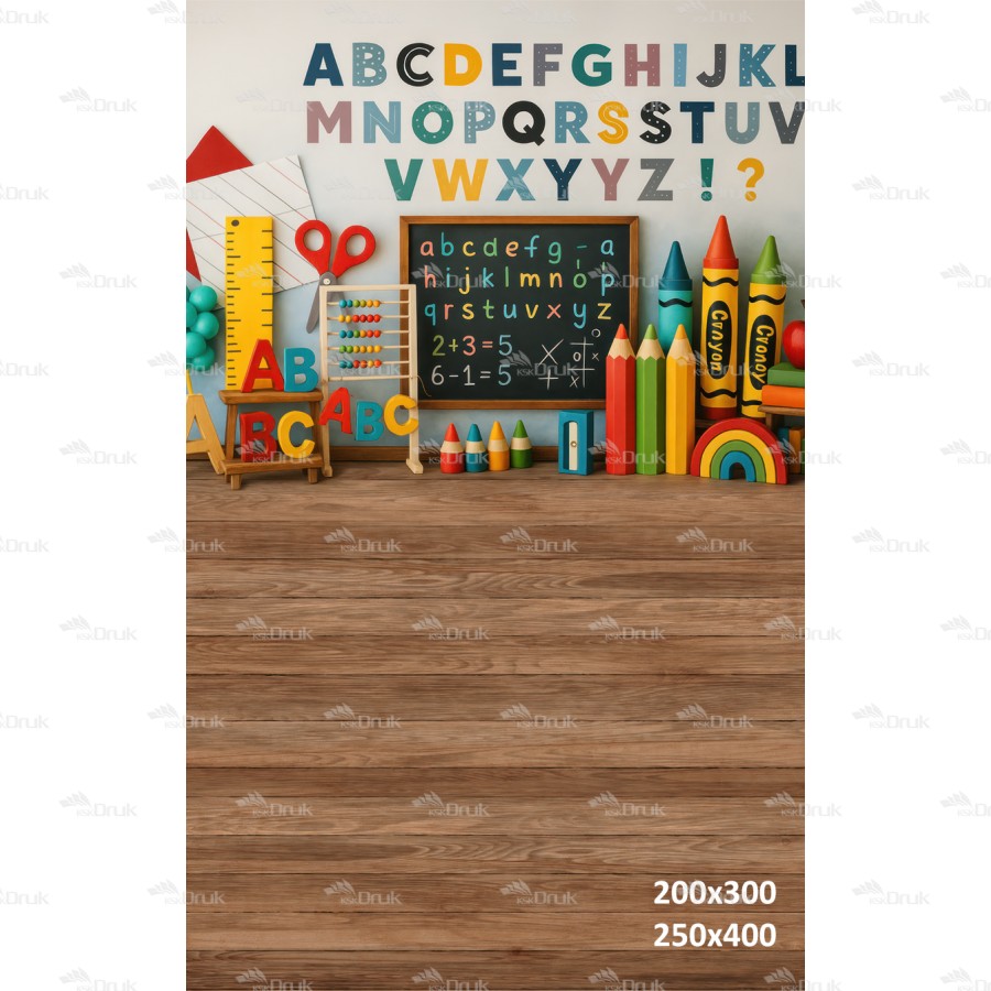 Tło fotograficzne – Kolorowa klasa przedszkolna z alfabetem | 3667